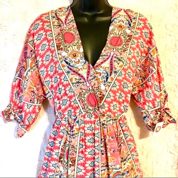 NWT Womens Boho Tribal Scarf Print Dress Large - Picture 3 of 8